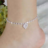 Hanging Crystal Heart Anklet