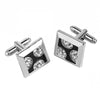 Black Enamel Square Rhinestone Cufflinks