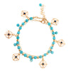 Floral & Beaded Charms Layered Anklet