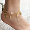 Delicate Leaves Pearl Anklet