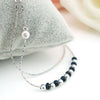 Black & Silver Beaded Layered Anklet