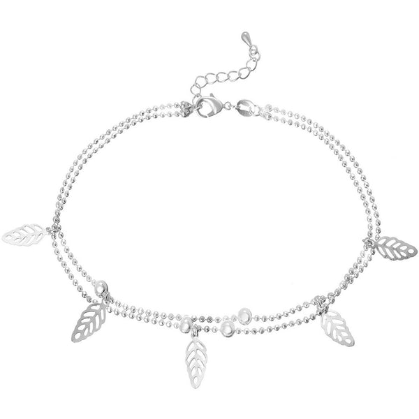 Leaves Dangle Charms Layered Anklet