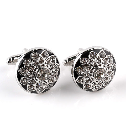 Crystal Flower Shape Cufflinks