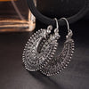Hollow Out Tibetan Silver Color Hoop Earrings