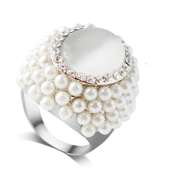 Elegant Pearl with Opal Ring