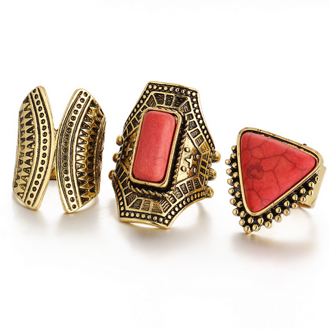 Boho Vintage Rings Set