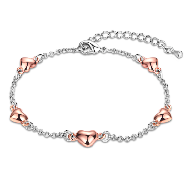 Hearts Studded Chain Bracelet