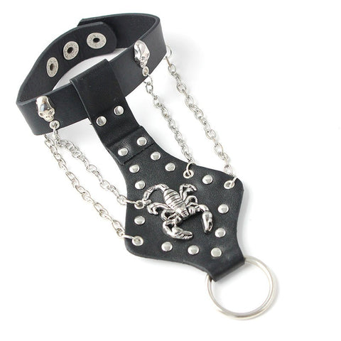 Scorpion with Rivets Leather Bracelet
