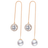 Crystal & Pearl Chain Earrings