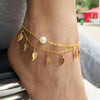 Delicate Leaves Pearl Anklet
