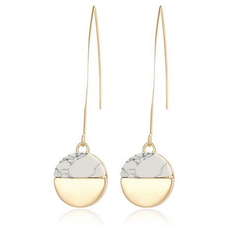 Geometric Marble Drop Earrings