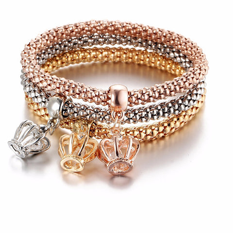 Crown Charms 3Pc Bracelet