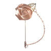 Rose & Leaf Chain Lapel Pin - Beige & Grey