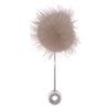 Beige Soft Fur & Pearl Closure Lapel Pin