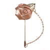 Rose & Leaf Chain Lapel Pin - Beige & Grey