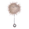 Beige Soft Fur & Pearl Closure Lapel Pin