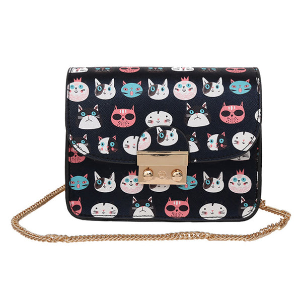 Cute Cat-Print Sling Bag