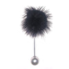 Soft Fur & Pearl Closure Lapel Pin