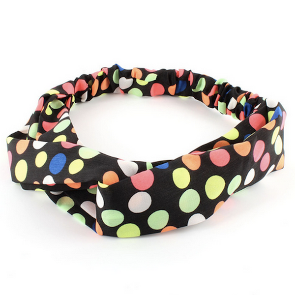 Rainbow Polka Dots Twist-Knot Head Wrap Headband