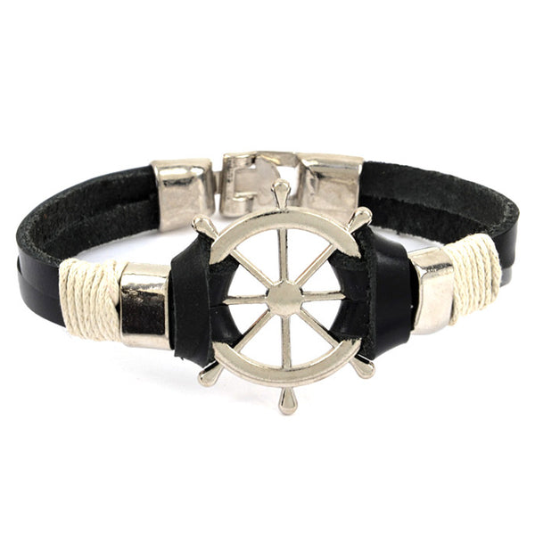 Pirate Wheel Leather Bracelet