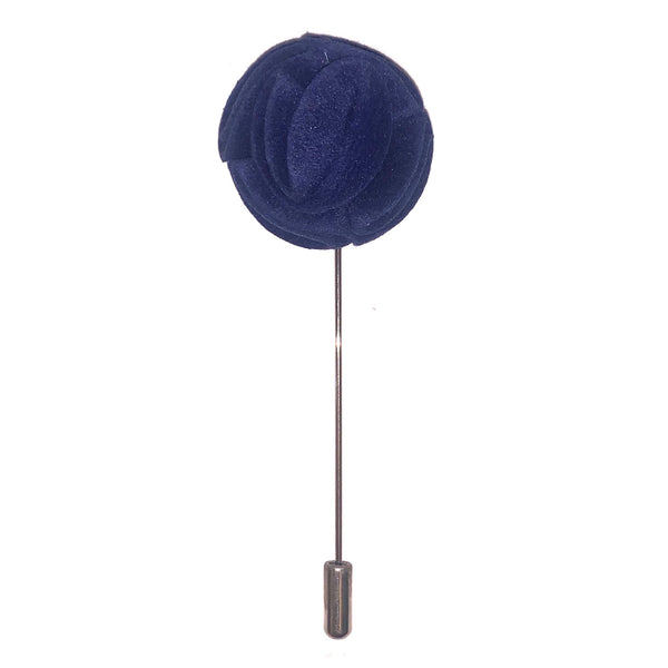 Blue & Grey Velvet Flower Lapel Pin