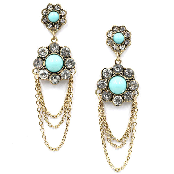 Hanging Chain Floral Earrings