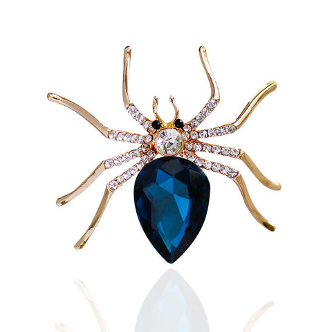 Blue Bling Spider Brooch