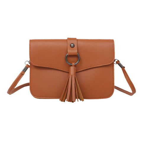 Tassel and Ring Leather Sling Bag