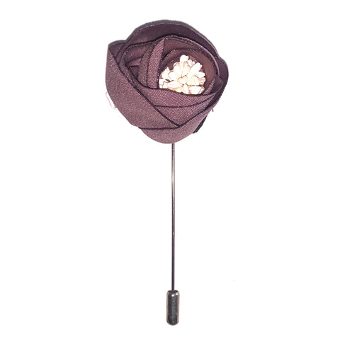 Flower Lapel Pin - Brown & Grey