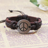 World Peace Symbol Leather Bracelet