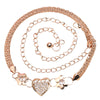 Rhinestones Heart Charm Metal Waist Belt