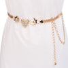Rhinestones Heart Charm Metal Waist Belt