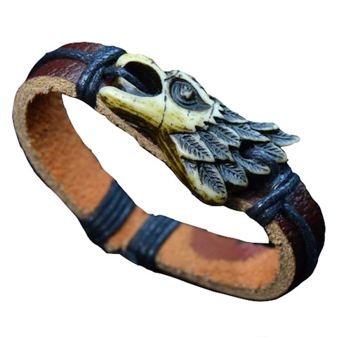 Eagle Face Leather Bracelet