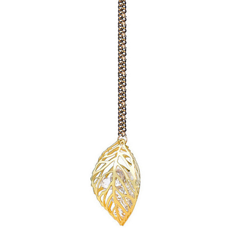 Crystal in Leaf Pendant Chain