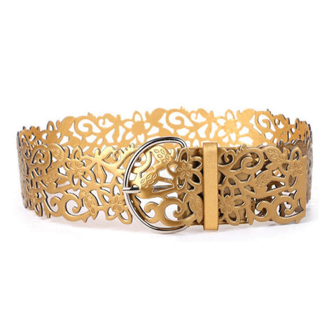 Floral Laser-Cut Wide Adjustable Belt