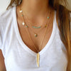 Multilayer Beads & Leaf Pendant Necklace