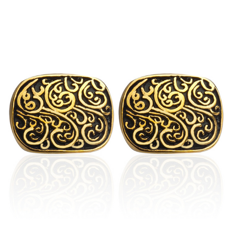 Oval Retro Vines Pattern Cufflinks