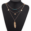 Multilayer Beads & Leaf Pendant Necklace