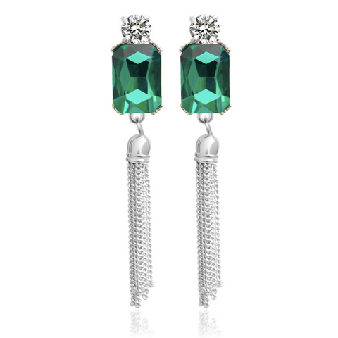 Chain Tassel Crystal Earrings