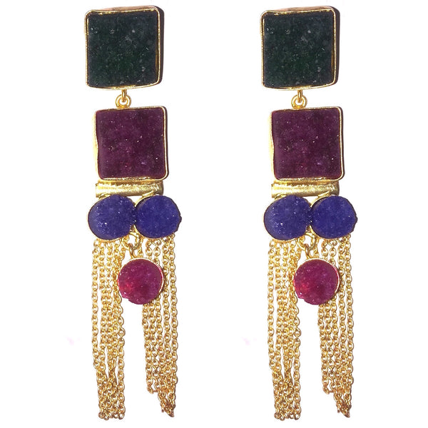 Geometric Druzzy Tassel Danglers