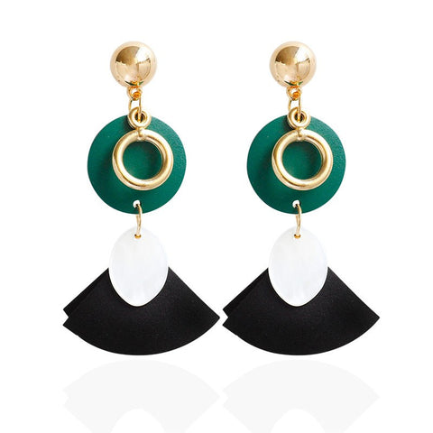 Wood & Seashell Dangle Earrings