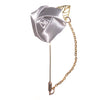 Rose & Leaf Chain Lapel Pin - Beige & Grey