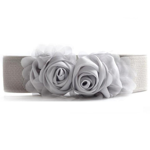 Double Rose Flower Elastic Waist Belt