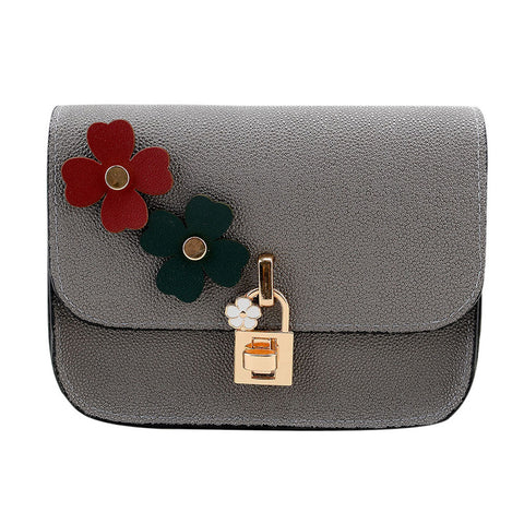 Flower and Golden Lock Shimmer Sling Bag