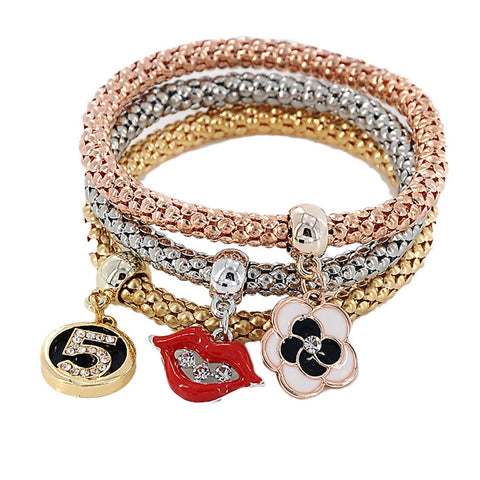 Sexy-lips Charms 3Pc Bracelet