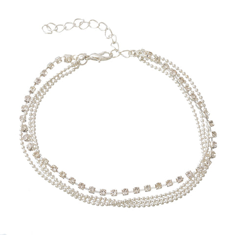 Crystal Multilayer Anklet