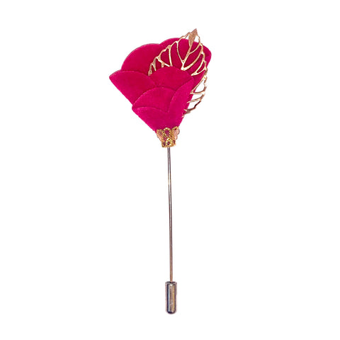 Magenta Metal Leaf Vintage Lapel Pin