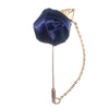Navy Blue Rose & Leaf Chain Lapel Pin