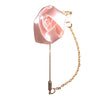 Peach Rose & Leaf Chain Lapel Pin