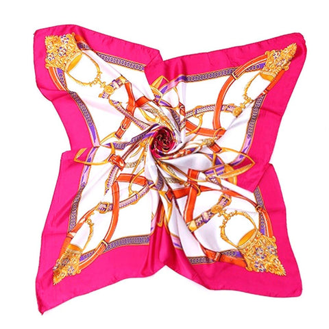 Geometric Foulard Print Silk Scarf
